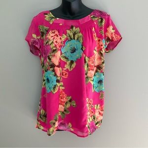 COMO Black, size M, dressy floral top, NWOT